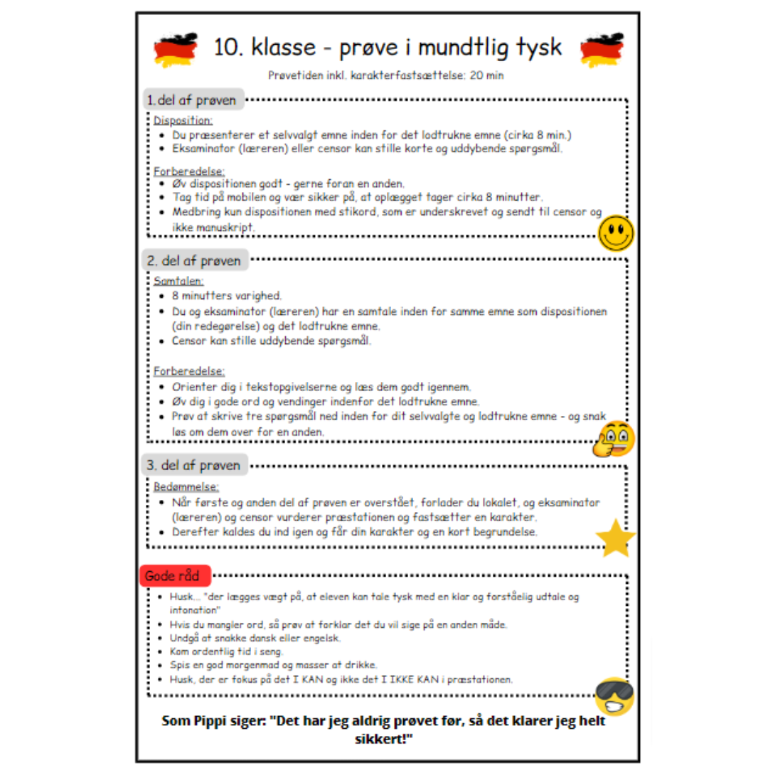 Mundtlig prøve tysk – 10. klasse (elevudgave)