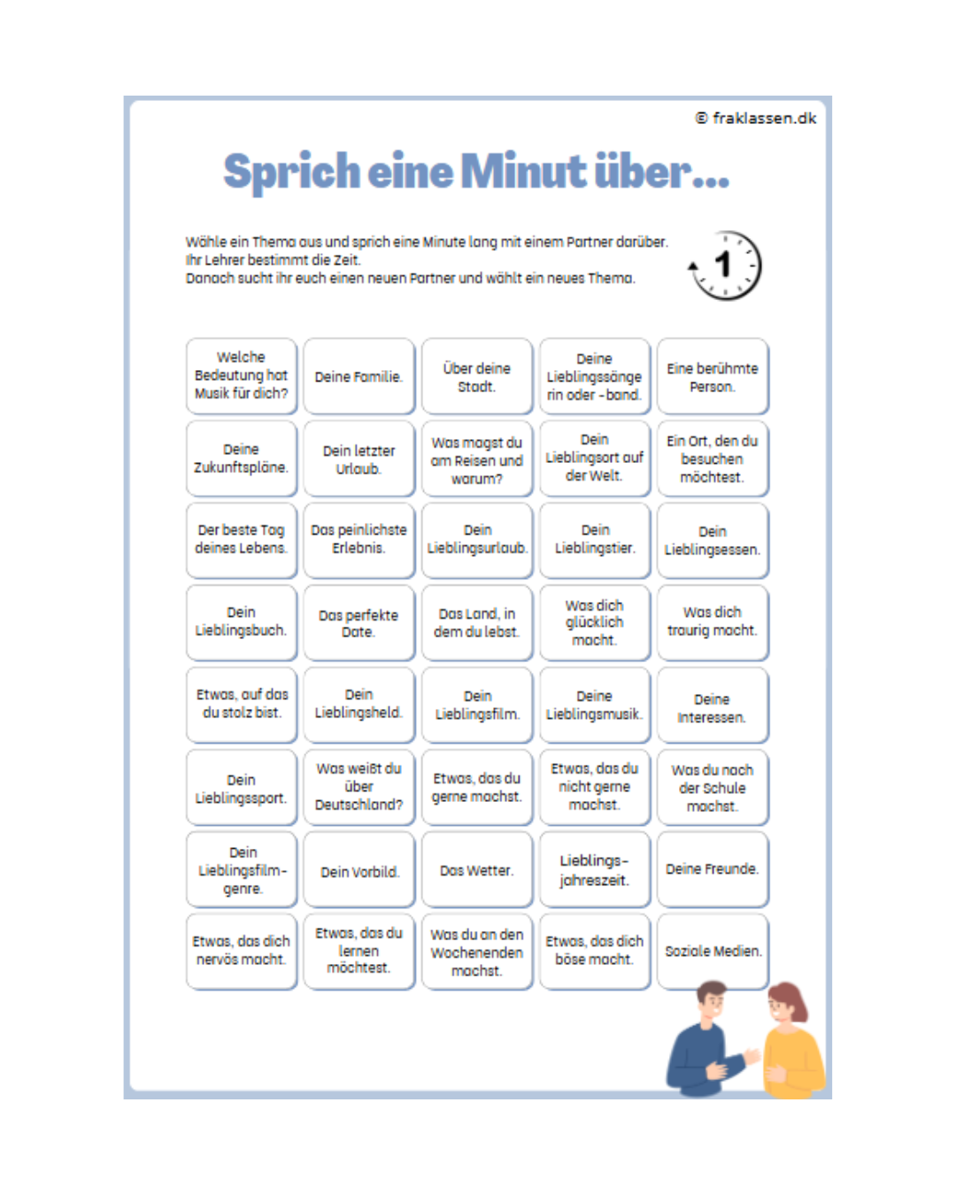 Sprich eine Minute über…