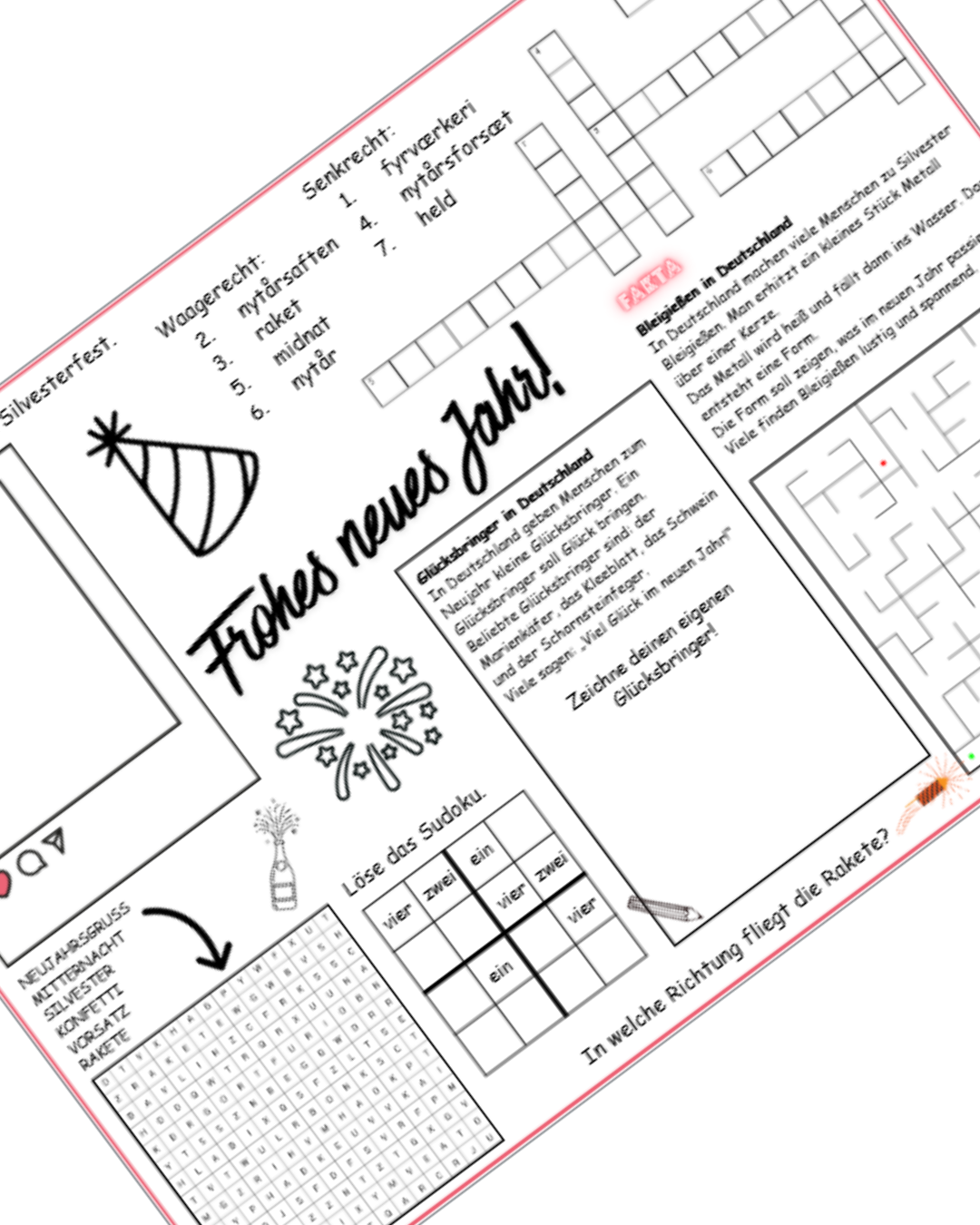 Neujahr – A3 arbejdsark